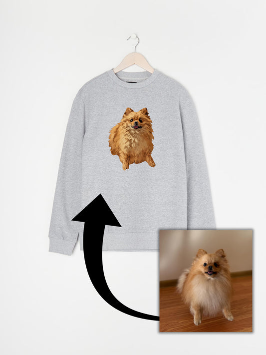 Džemperis su animuota augintinio nuotrauka | pilkas