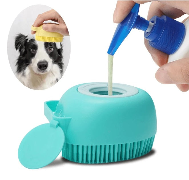 Silikoninė vonios kempinė su šampūno dozatoriumi augintiniams