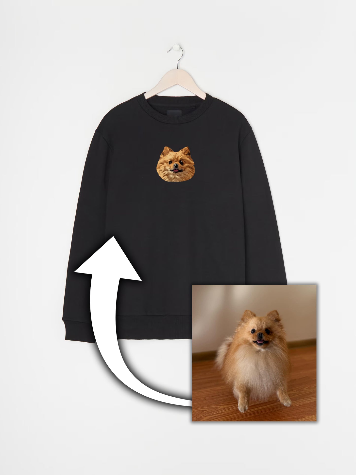 Džemperis su animuota augintinio nuotrauka | juodas