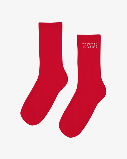 Kojinės su pasirinktu tekstu raudonos